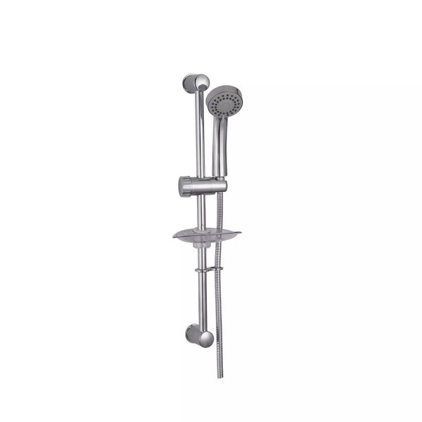 Chrome Holder Kit Shower Spray Head Hose & Adjustable Slider Rail Bar Set