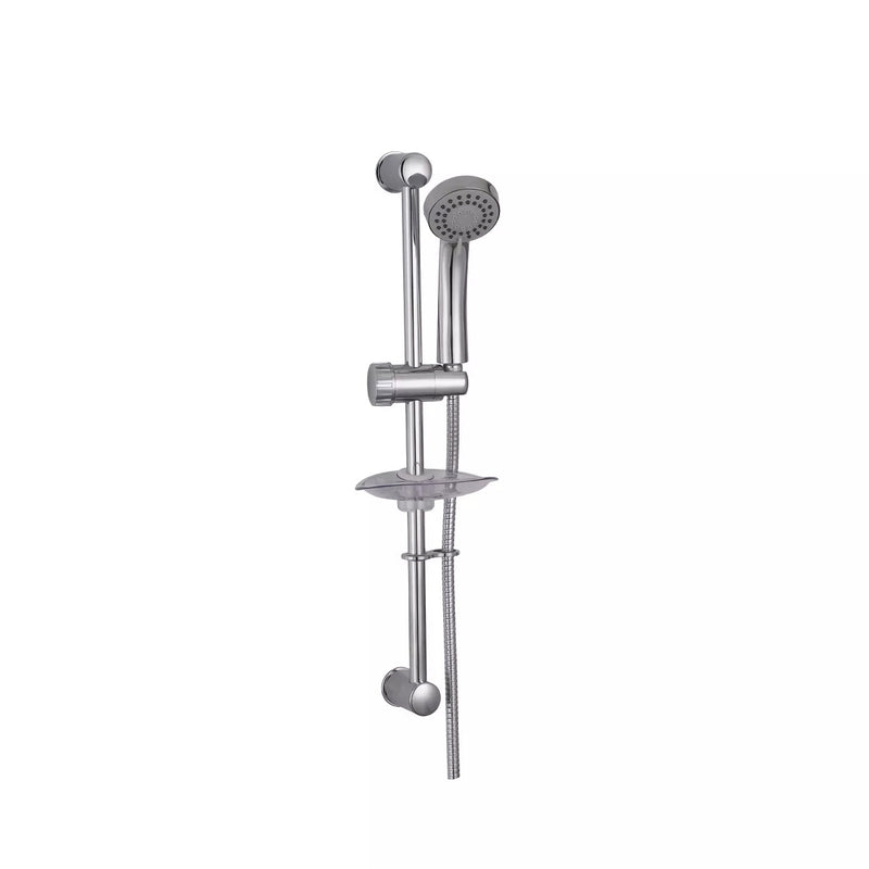 Chrome Holder Kit Shower Spray Head Hose & Adjustable Slider Rail Bar Set
