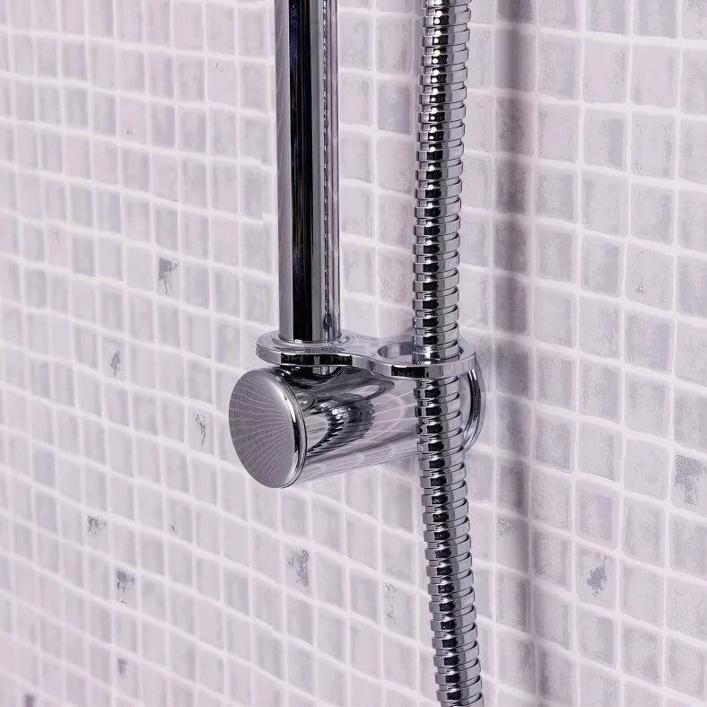 Chrome Holder Kit Shower Spray Head Hose & Adjustable Slider Rail Bar Set