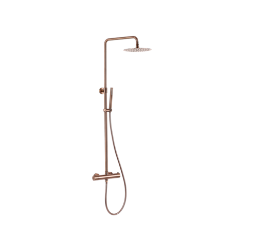 TREVISO- Thermostatic Shower Mixer (3 Outlets) With Rigid Riser Kit- BRUSHED ROSE GOLD