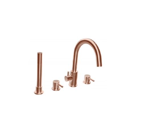 TREVISO (4 Hole)- Deck Mounted Bath Mixer with Kit- BRUSHED ROSE GOLD