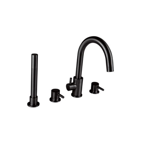 TREVISO (4 Hole)- Deck Mounted Bath Mixer with Kit- MATT BLACK