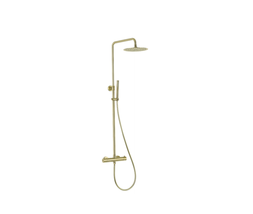 VOSS- Thermostatic Shower Mixer (2 Outlets) With Rigid Riser Kit- BRUSHED GOLD