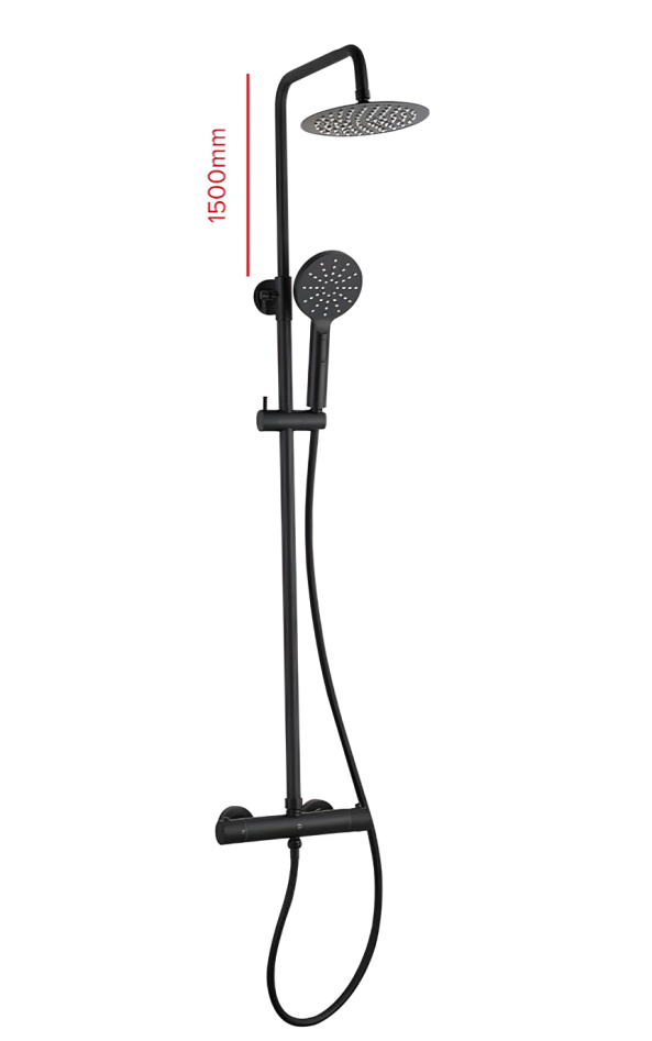 Voss Thermostatic Shower Mixer with Rigid Riser Kit & Dual Outlets