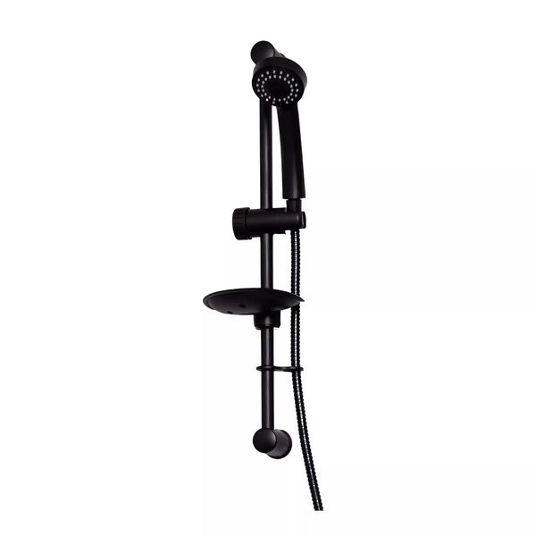 Matt Black Round Holder Shower Spray Head Hose Adjustable Slider Rail Bar Set