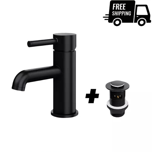 Bathroom Brass Sink Basin Mixer Taps Single Handle Matt Black