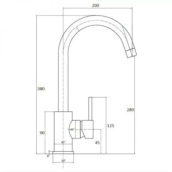 Tivoli WRAS approved Chrome Neck Kitchen Sink Taps Swivel Single Lever Mixer Tap