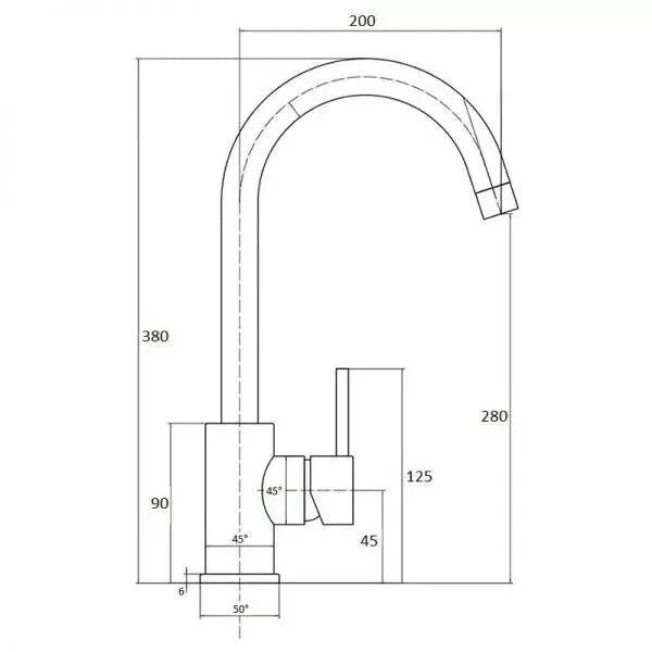 Matt Black Kitchen Mixer Tap with Single Lever Handle & Round Swan Neck Spout