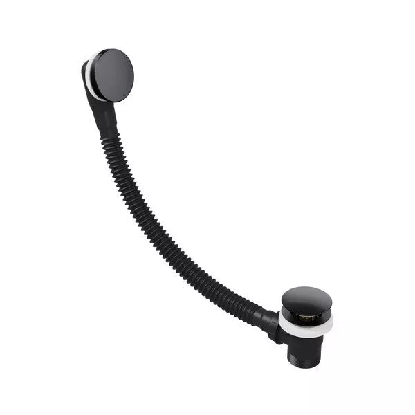 Bathroom Pop-Up Bath Waste & Overflow Black Chrome Modern Round Click Clack